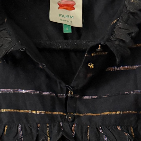 Farm Rio Metallic Stripe Ruffle Shirt - Picture 6 of 6